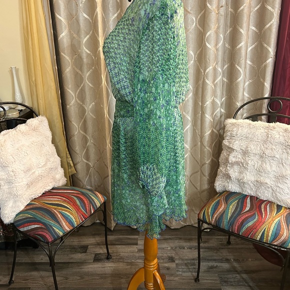 Poupette St. Barth Green and Blue Long Sleeve Dress - Picture 3 of 15